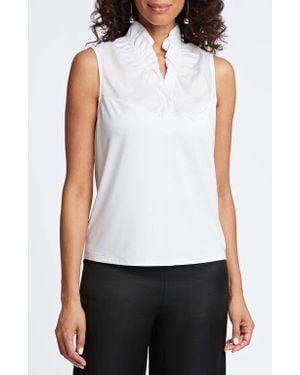 Foxcroft Tammy Ruffle Sleeveless Top - White