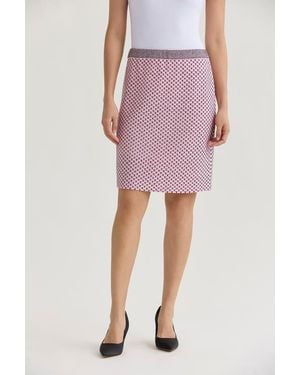 Ming Wang X Family Savvy Shell Stitch Straight Knit Skirt - Pink