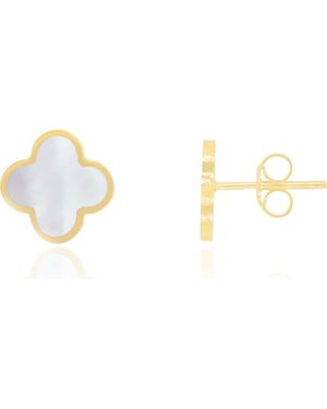The Lovery Fine Jewelry Small Clover Stud Earrings - Metallic