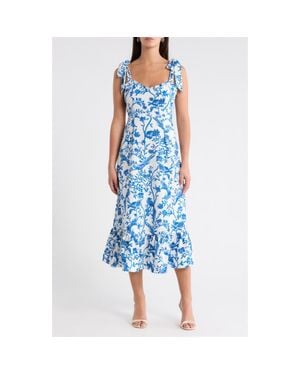 Sugarlips Floral Tie Strap Midi Sundress - Blue