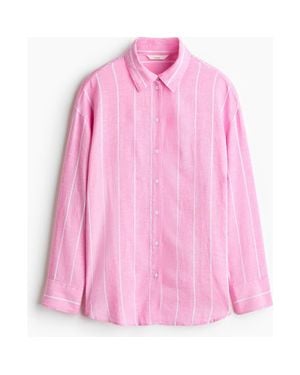 H&M Oversized Linen-Blend Shirt - Pink