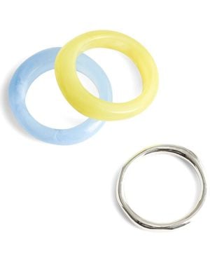 Madewell Set Of 3 Sculptural Resin Stacking Rings - Metallic