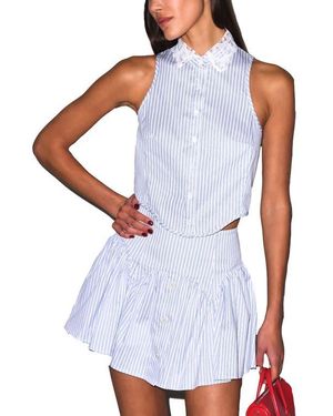 Fleur du Mal Poplin Garter Skort - White