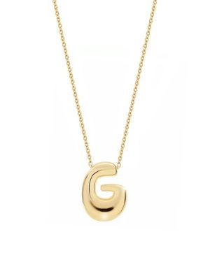 Jane Basch Puffed Initial Pendant Necklace - Metallic