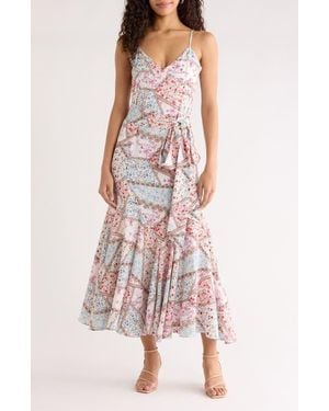 Sugarlips Minzi Floral Hagny Pleated Midi Dress - Pink