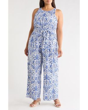 Sugarlips Romina Tropical Jora Sleeveless Jumpsuit - Blue