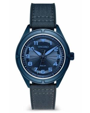 Vincero The Stratos Titanium Solar Webbing Strap Watch, 41Mm - Blue