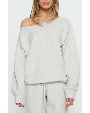 Princess Polly Wellness One-Shoulder Sweatshirt - Gray