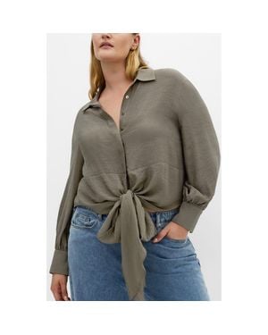 City Chic Rosabella Satin Shirt - Gray
