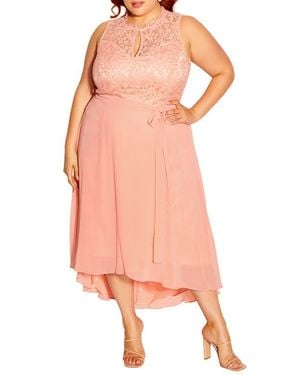 City Chic Vera Lace High/Low Maxi Dress - Orange