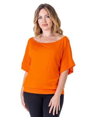 24seven Comfort Apparel Loose Fit Dolman Top With Wide Sleeves - Orange