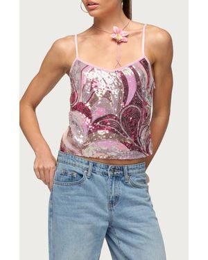 Edikted Ceren Abstract Sequin Camisole - Blue