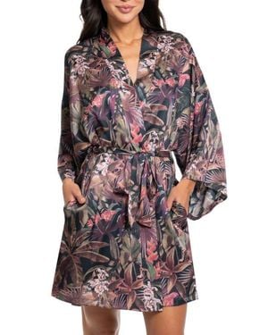 MIDNIGHT BAKERY Print Satin Robe - Blue