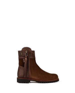 Penelope Chilvers Cropped Leather Tassel Waterproof Boot - Brown