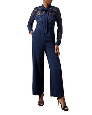 Coast Lace Tie Neck Jumpsuit - Blue