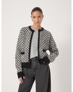 Hush Jacquard Wool Edge To Edge Cardigan - Gray