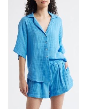 Rip Curl Premium Surf Cotton Gauze Button-Up Shirt - Blue