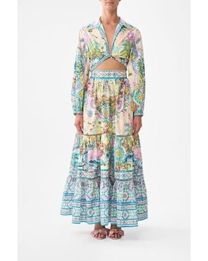 CAMILLA High Waisted Tiered Skirt Just Coasting - White