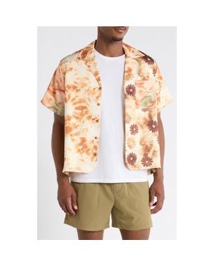 RIZORT Daisy Colorblock Camp Shirt - Pink
