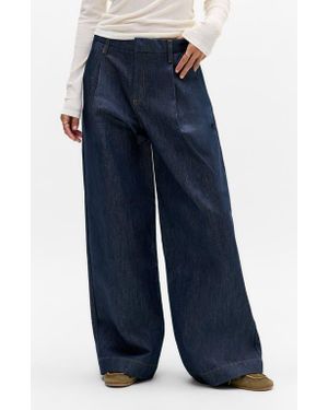BDG Ray Pleated Wide Leg Denim Chinos - Blue