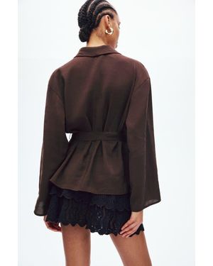 H&M Oversized Tie-Belt Blazer - Brown
