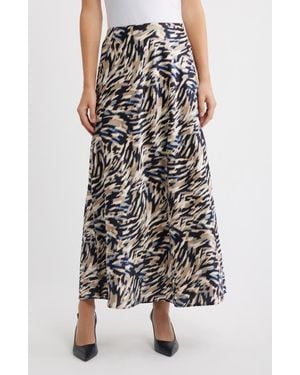 Anne Klein Zebra Print Bias Cut Skirt - Multicolor
