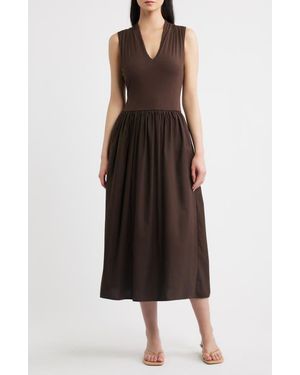 Rails Winnie Mixed Media Midi Dress - Black