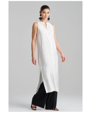 Natori Cotton Silk Twill Sleeveless Tunic - White