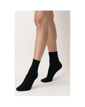 Oroblu Nives Wool Blend Crew Socks - Black