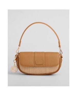 Pom Pom London Wilmington Mini Raffia Crossbody Bag - Brown