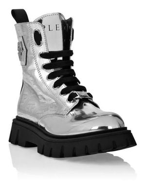 Philipp Plein Mid Boots Hexagon Monogram Girl - Black