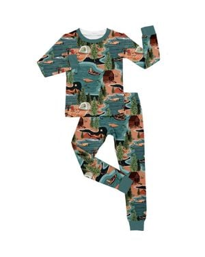 Fletch Lake Days 2 Piece Pajama Set - Green