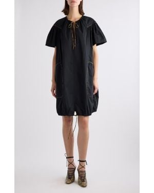 Dries Van Noten Oversize Cotton Poplin Shift Dress - Black