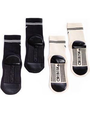 Arebesk Classic Assorted 2-Pack Grip Crew Socks - Black