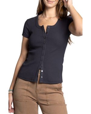 Thread & Supply Kellie Button-Up Rib Top - Blue