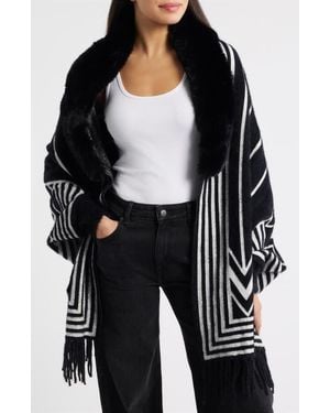 NIKKI LUND Lagertha Faux Fur Trim Wrap - Black