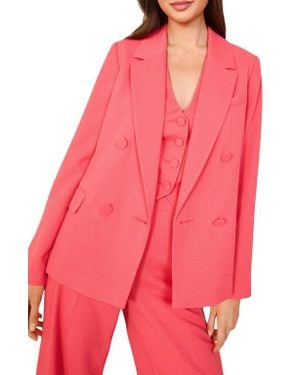Friends Like These Crosshatch Texture Double Breasted Blazer - Red
