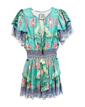 Alicia Bell Julie Print Cotton & Silk Cover-Up Minidress - Green