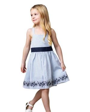 Hope & Henry Girls' Organic Embroidered Special Sundress, Kids - Blue