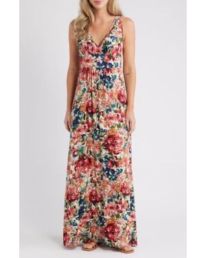 Loveappella Empire Waist Jersey Maxi Dress - White