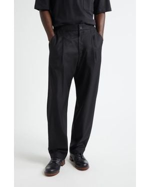 Herno Wool Blend Straight Leg Pants - Black