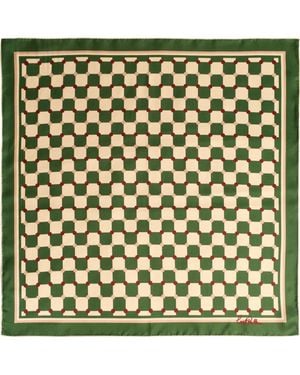 Lost Pattern Checkerboard Silk Bandana - Green