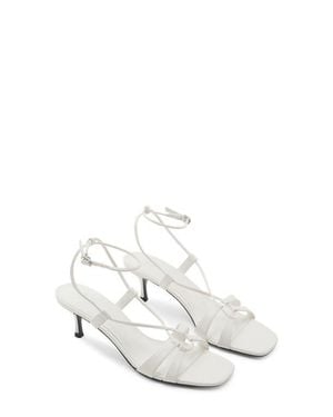 Mango Ankle Strap Kitten Heel Sandal - White