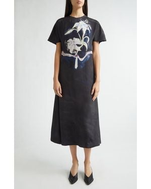 Altuzarra Daisy Lily Print Silk Dress - Black