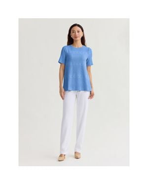 Misook Diamond Ribbed Texture Soft Knit Tunic - Blue