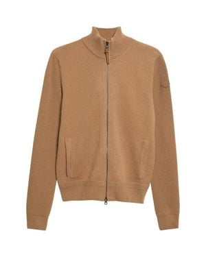 Moncler Wool & Cashmere Zip Cardigan - Brown