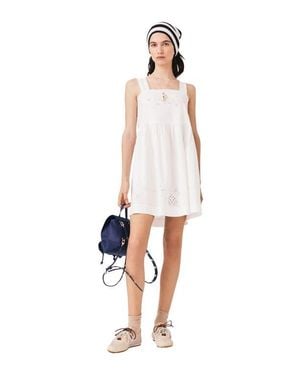 Maje Short Dress With Lace Trim - White