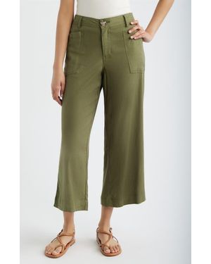 City Blues Patch Pocket Crop Wide Leg Pants - Green