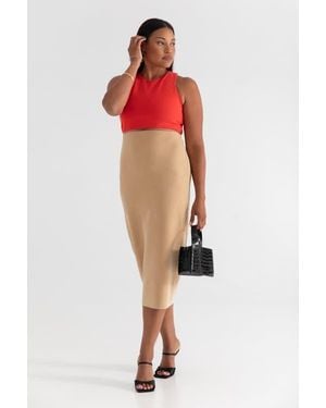 KADA The Cupro Sculpt Racerback Midi Dress - Red
