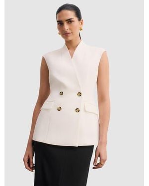 The Fold Double-Breasted Sleeveless Waistcoat - White